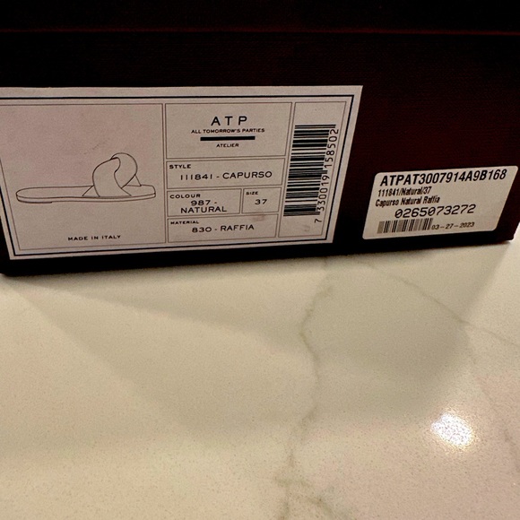 NWT: ATP ATELIER Capurso natural raffia flat sandals size: 37 - Picture 2 of 9